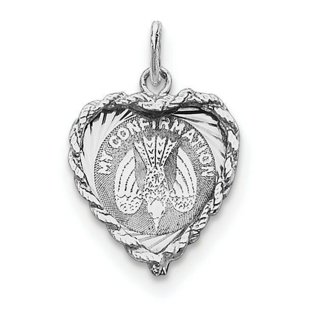 925 Sterling Silver Rhodium-plated Confirmation Disc Charm 